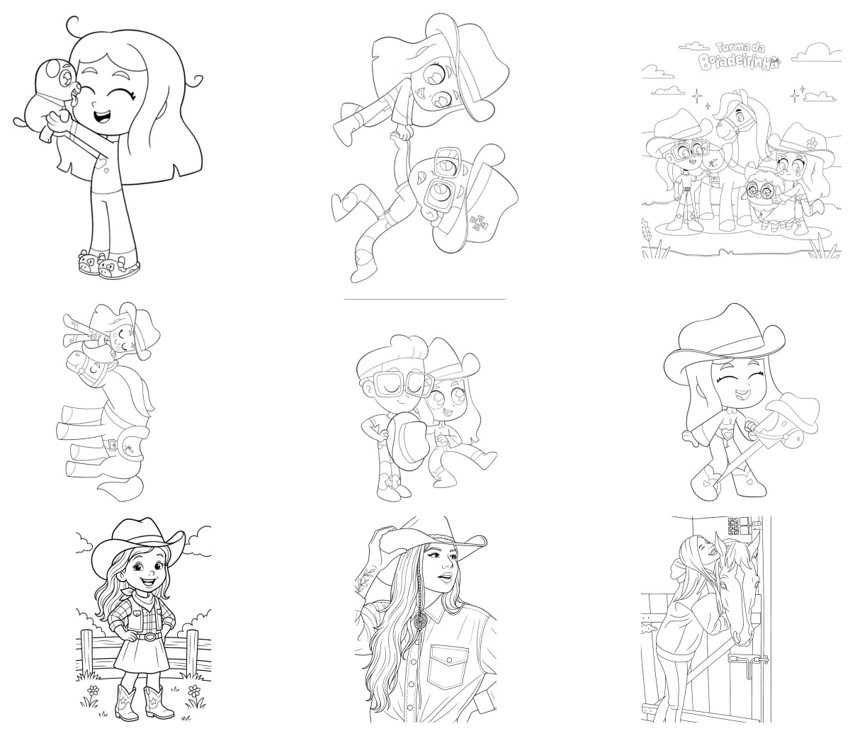 12 desenhos de Boiadeirinha — Para colorir e imprimir 12 desenhos de Boiadeirinha — Para colorir e imprimir