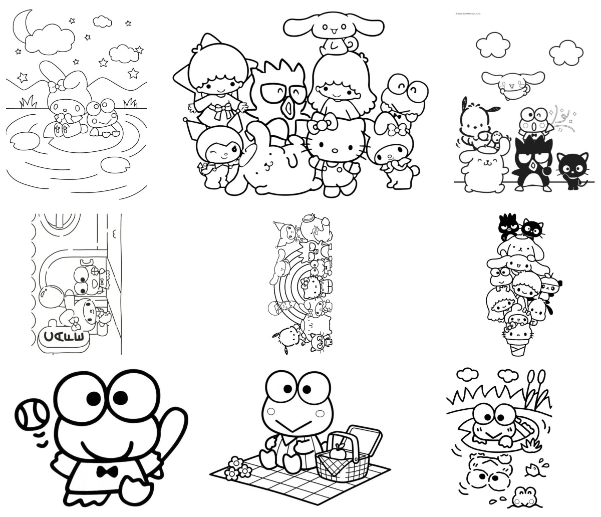21 desenhos de Keroppi — Para colorir e imprimir