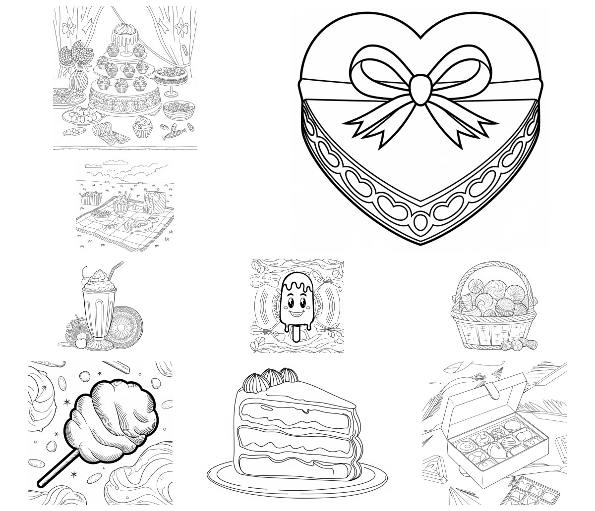 16 desenhos de Doces — Para colorir e imprimir 16 desenhos de Doces — Para colorir e imprimir