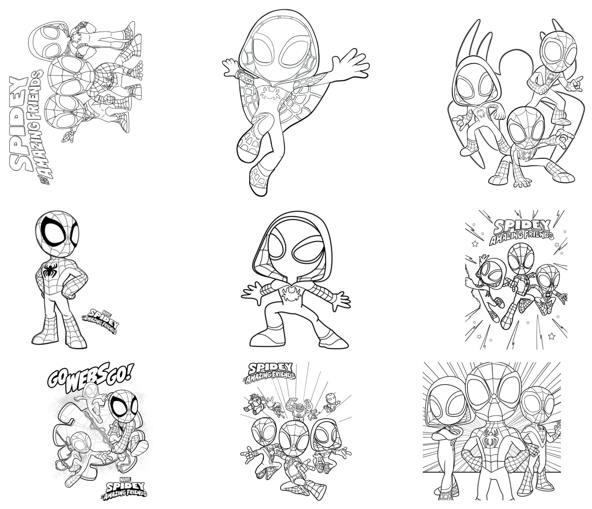 16 desenhos de Spidey e seus Amigos Espetaculares — Para colorir e imprimir 16 desenhos de Spidey e seus Amigos Espetaculares — Para colorir e imprimir