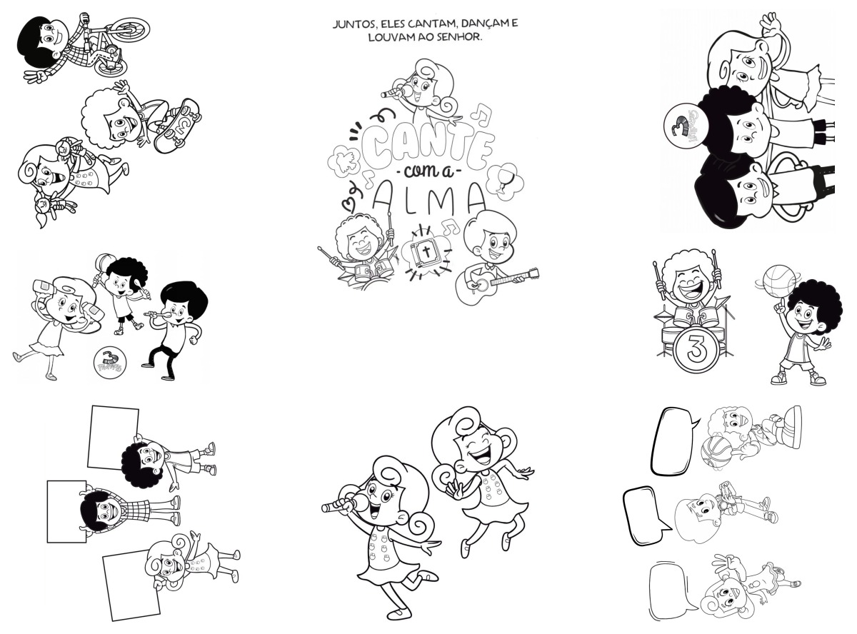 8 desenhos de 3 palavrinhas — Para colorir e imprimir