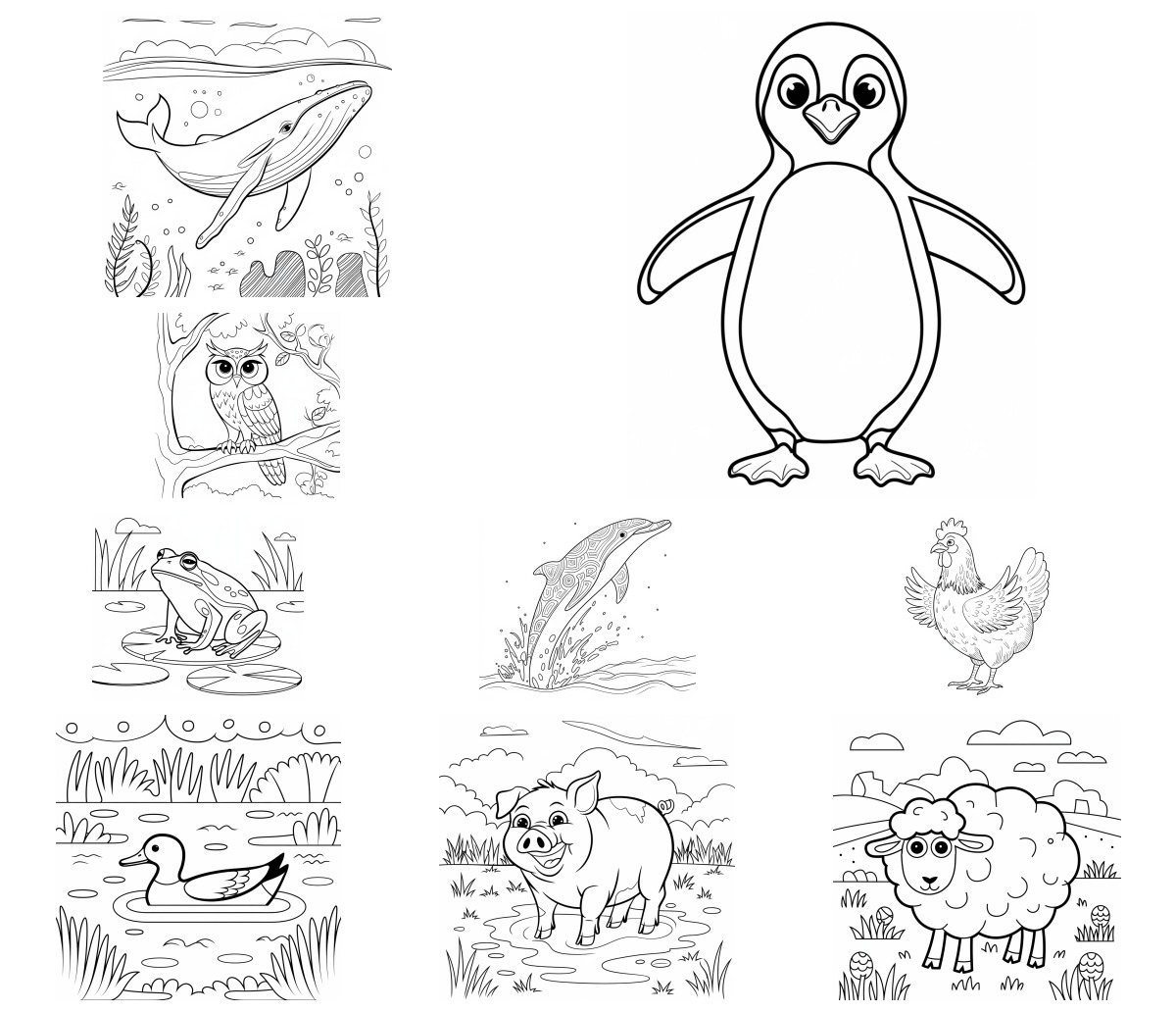 57 desenhos de Animais — Para colorir e imprimir