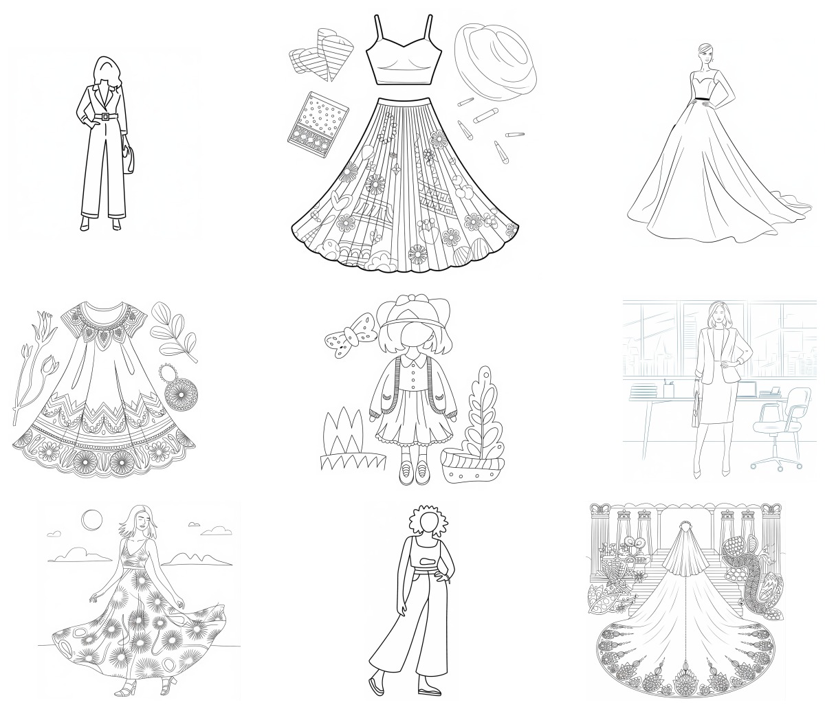 24 desenhos de Roupas — Para colorir e imprimir 24 desenhos de Roupas — Para colorir e imprimir