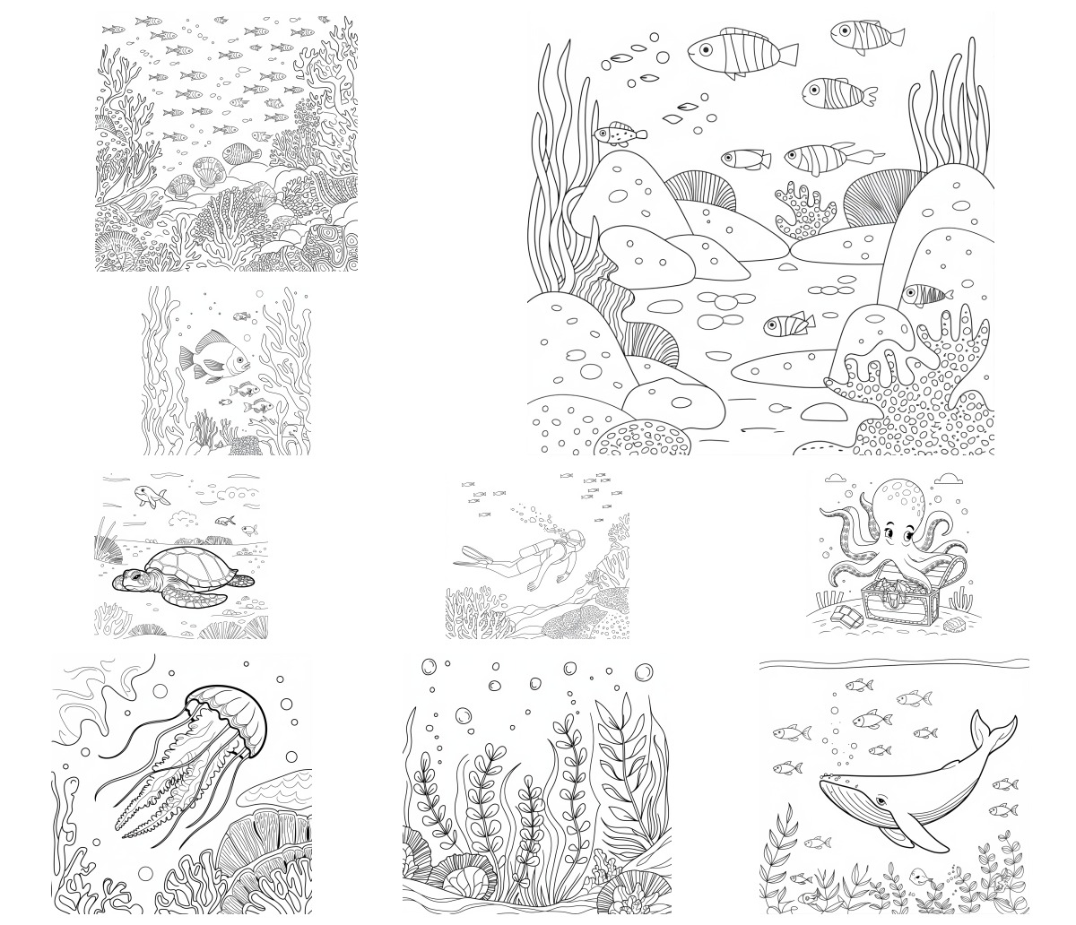 24 desenhos de Fundo do Mar — Para colorir e imprimir 24 desenhos de Fundo do Mar — Para colorir e imprimir