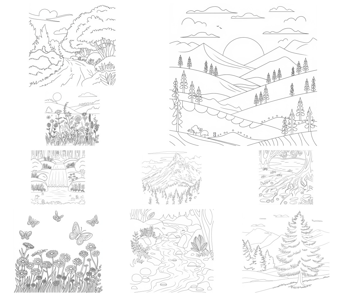 24 desenhos de Natureza — Para colorir e imprimir 24 desenhos de Natureza — Para colorir e imprimir