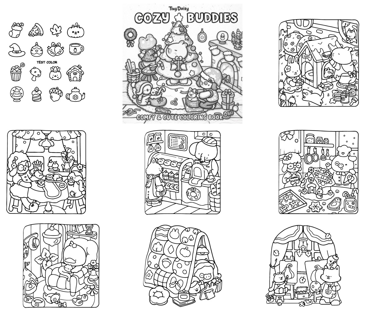 40 desenhos de Cozy Buddies — Para colorir e imprimir