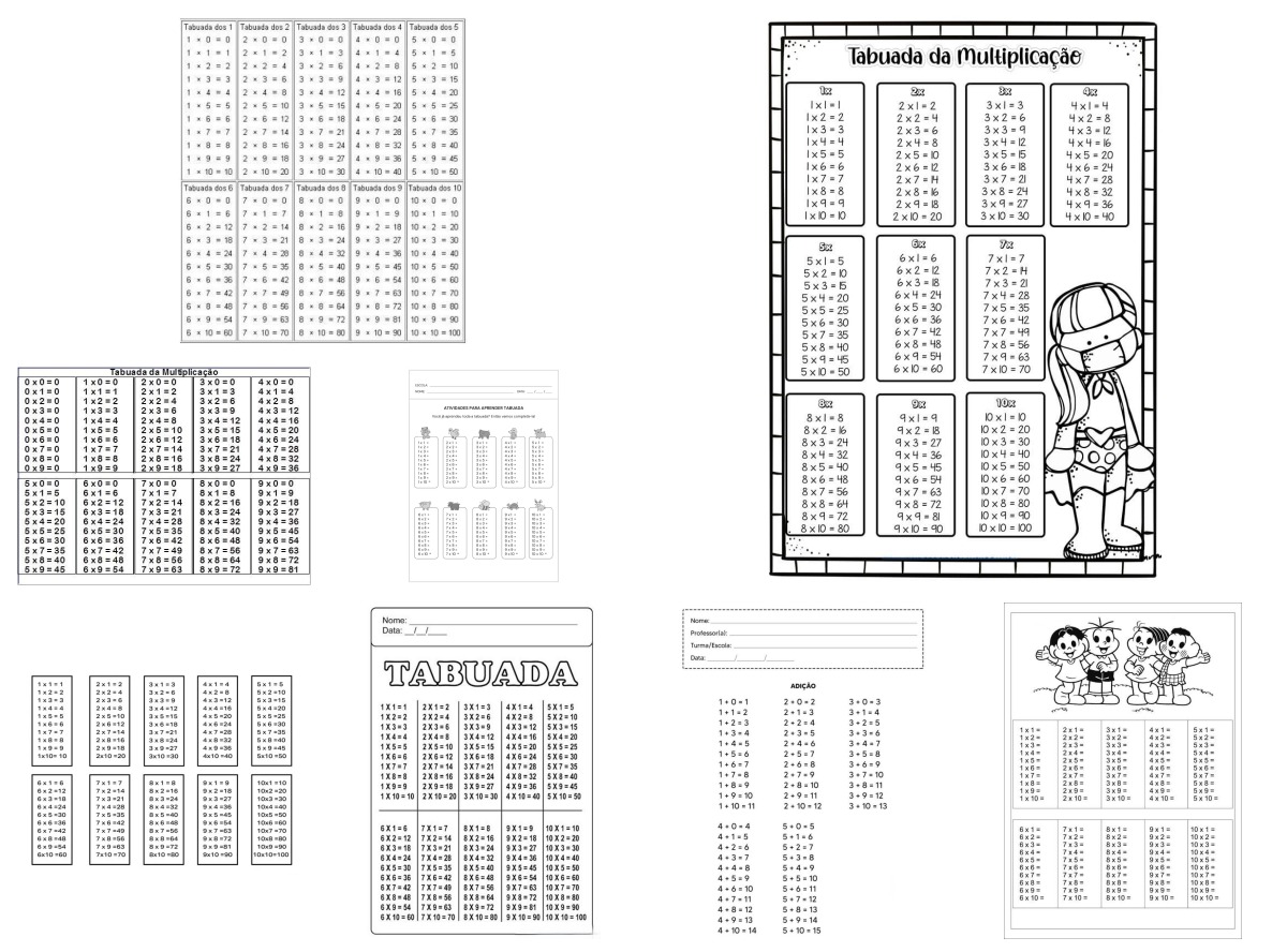 15 desenhos de Tabuada — Para colorir e imprimir 15 desenhos de Tabuada — Para colorir e imprimir