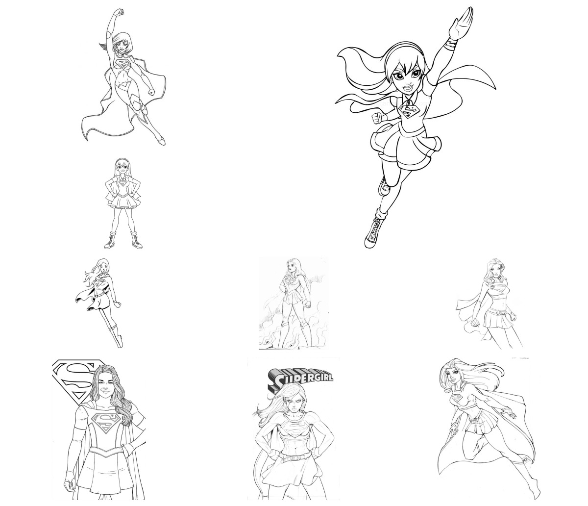 40 desenhos de Supergirl (Super-Moça) — Para colorir e imprimir 40 desenhos de Supergirl (Super-Moça) — Para colorir e imprimir