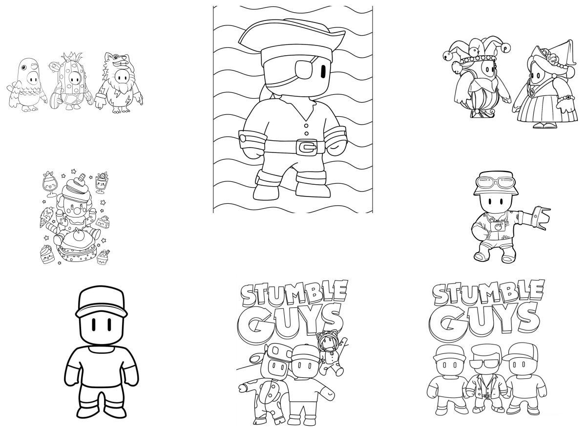 8 desenhos de Stumble Guys — Para colorir e imprimir