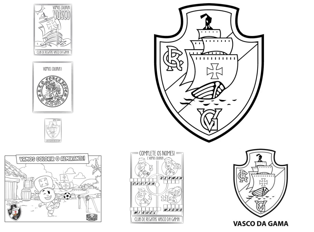 7 desenhos de Club de Regatas Vasco da Gama — Para colorir e imprimir