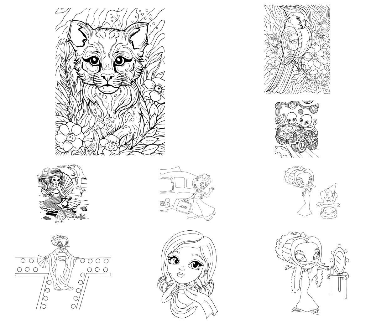 40 desenhos de Lisa Frank — Para colorir e imprimir 40 desenhos de Lisa Frank — Para colorir e imprimir
