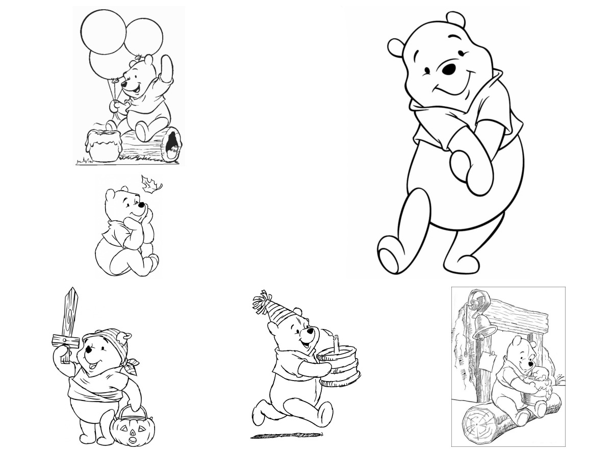 32 desenhos de Ursinho Pooh — Para colorir e imprimir