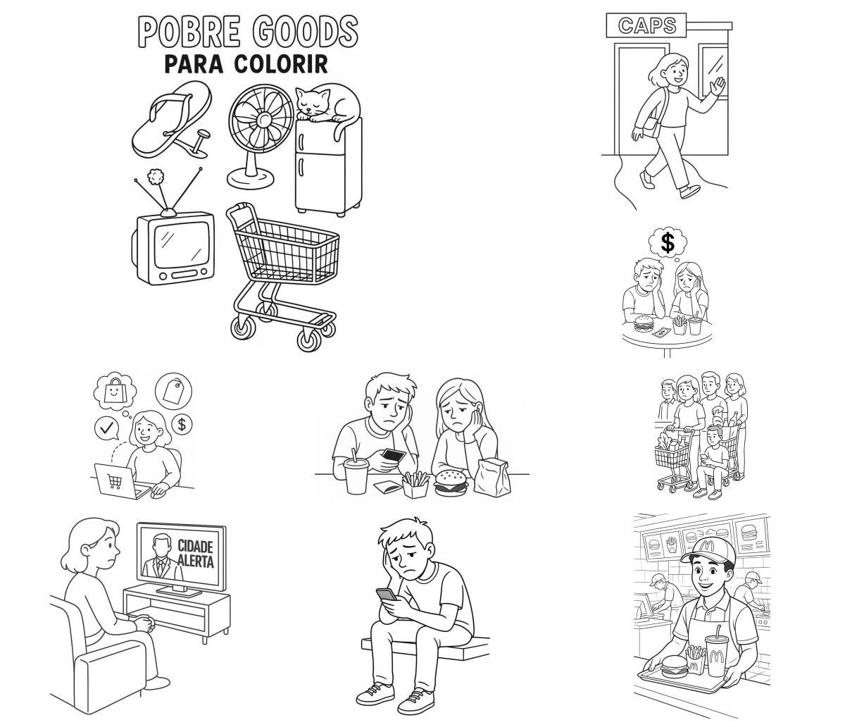 22 desenhos de Pobre Goods — Para colorir e imprimir