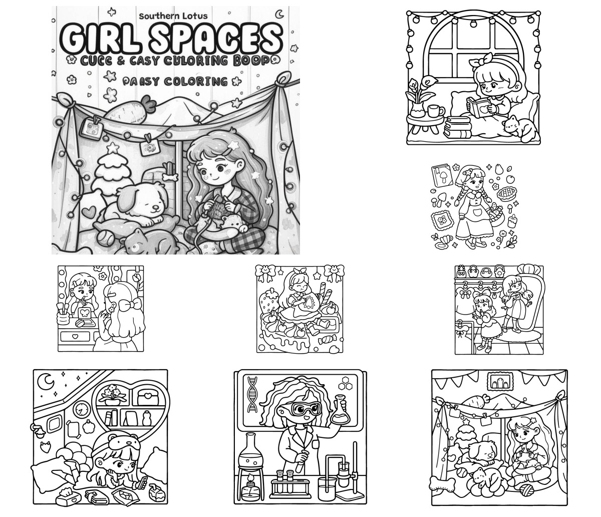 40 desenhos de Girl Spaces — Para colorir e imprimir