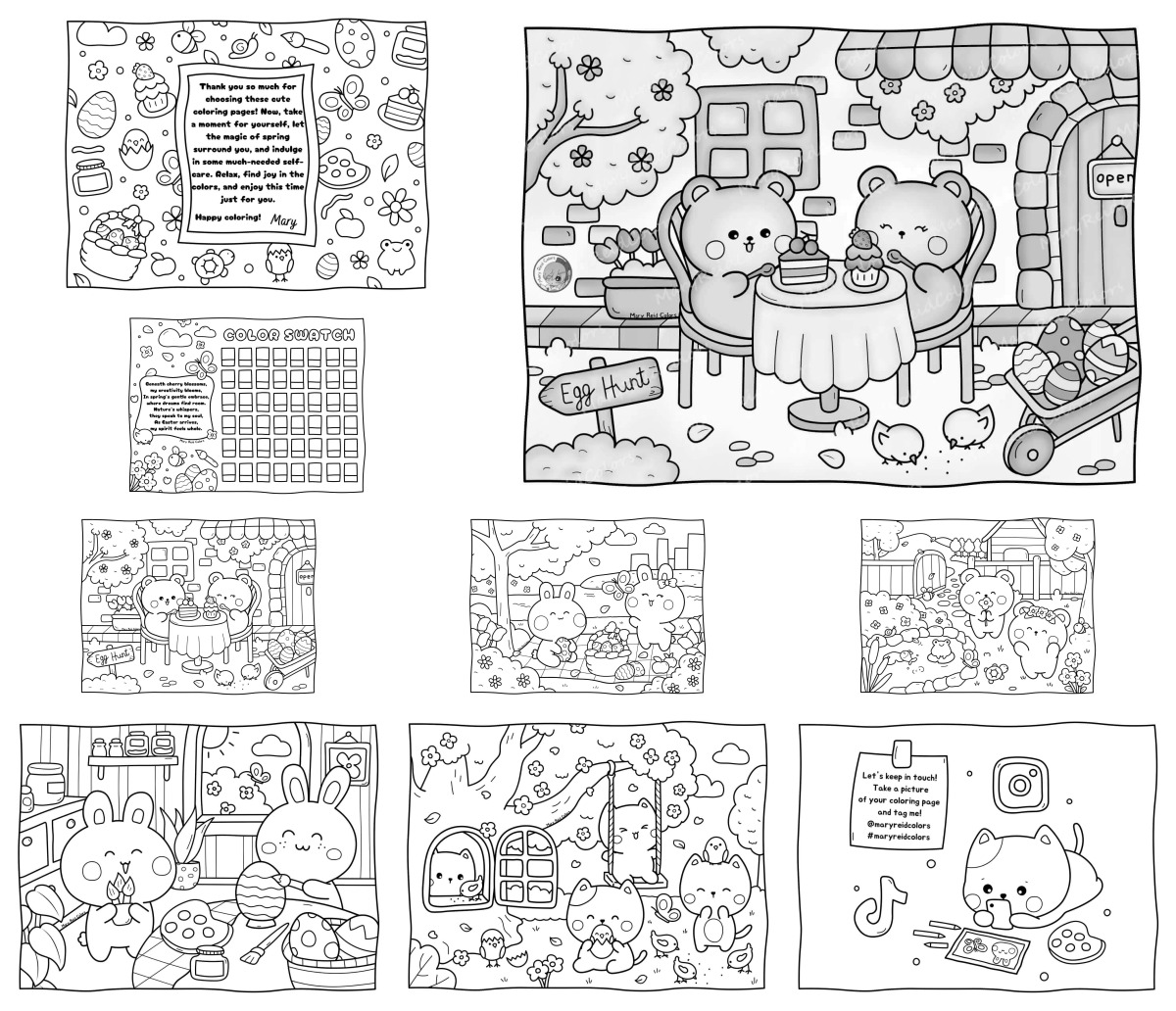 9 desenhos de Cozy Spring — Para colorir e imprimir 9 desenhos de Cozy Spring — Para colorir e imprimir