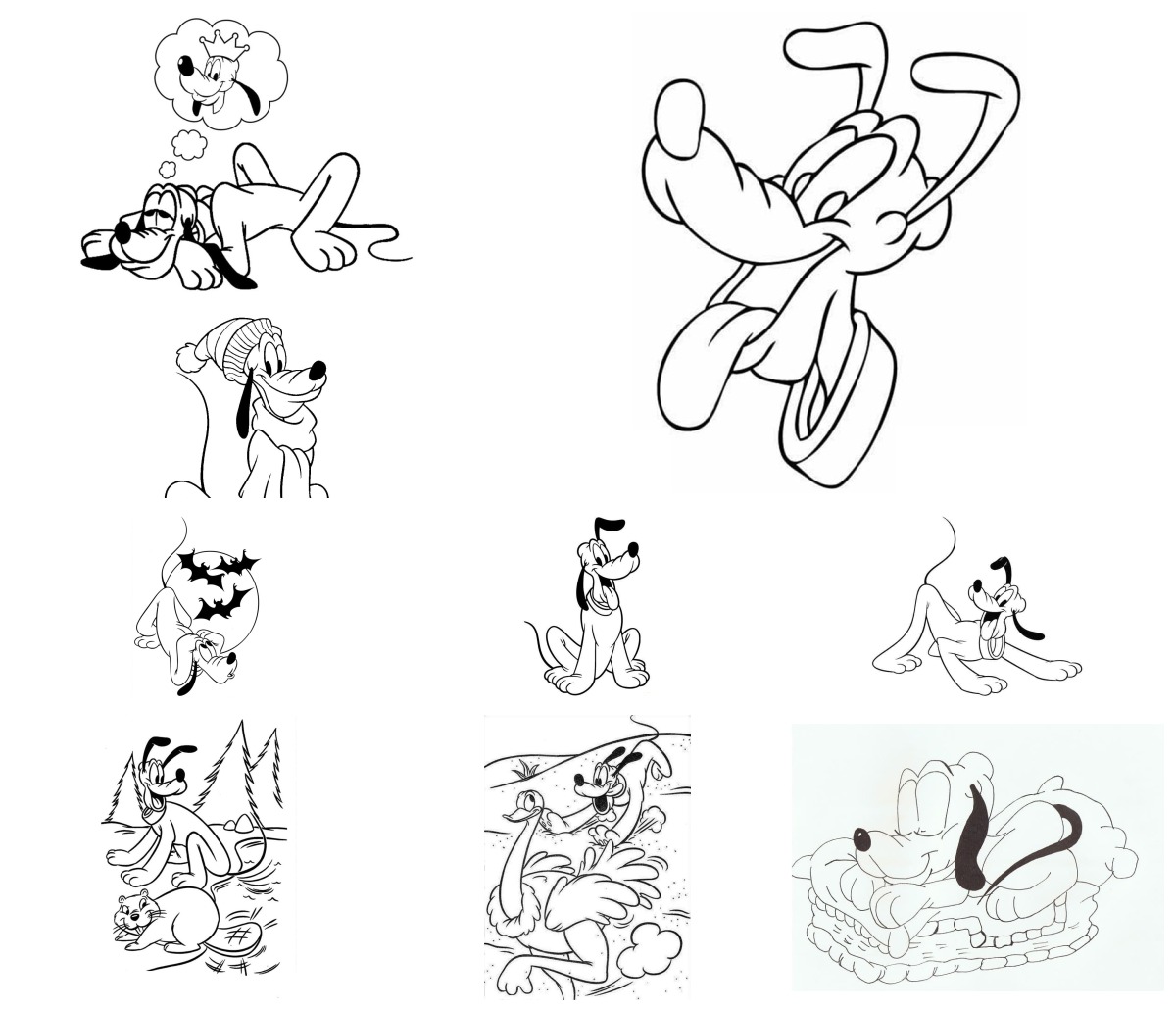 39 desenhos de Pluto — Para colorir e imprimir