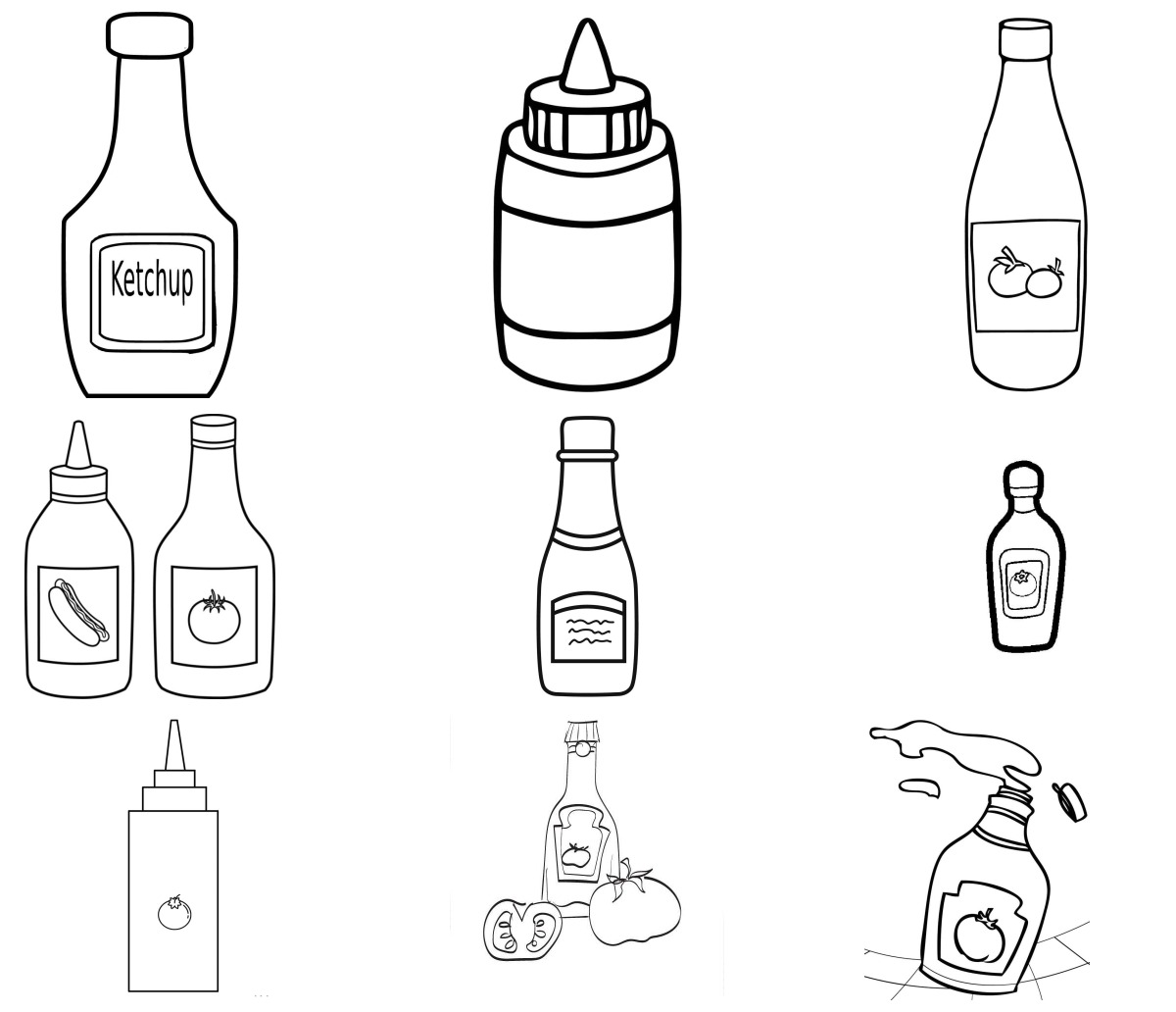 20 desenhos de Ketchup — Para colorir e imprimir