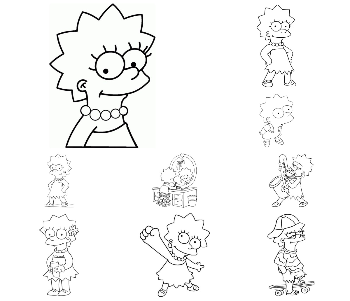 25 desenhos de Lisa Simpson — Para colorir e imprimir 25 desenhos de Lisa Simpson — Para colorir e imprimir