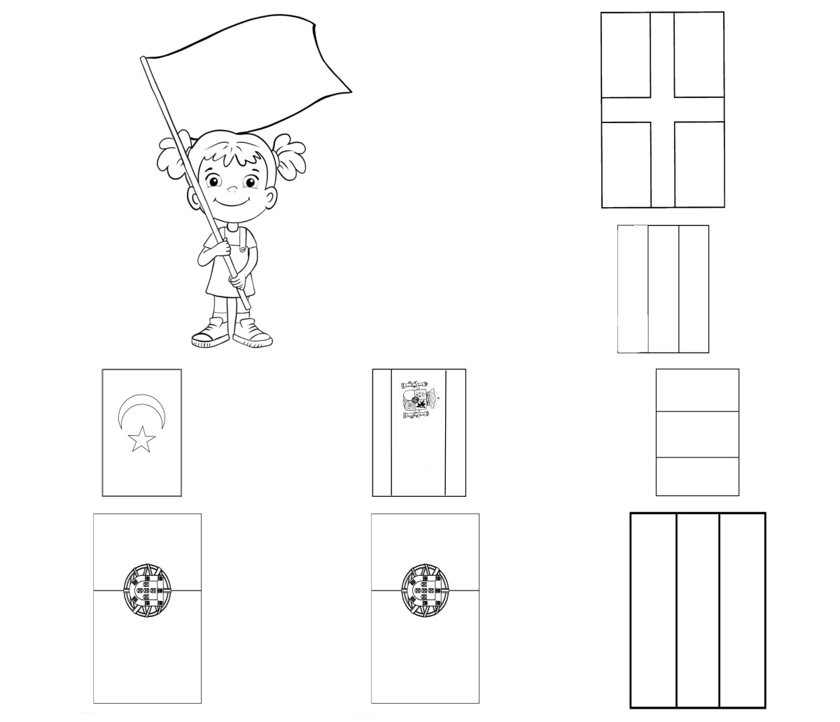 11 desenhos de Bandeiras — Para colorir e imprimir 11 desenhos de Bandeiras — Para colorir e imprimir