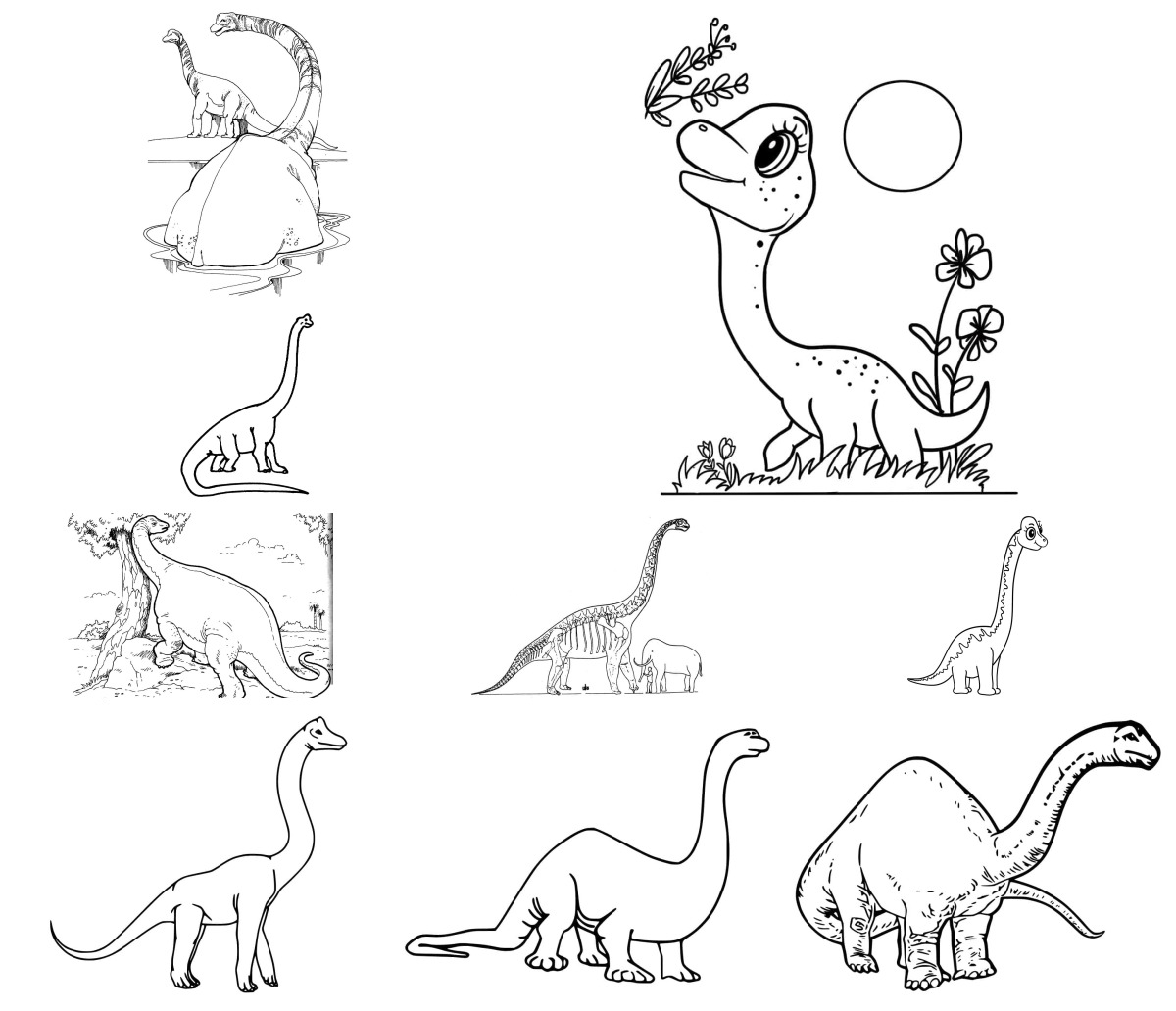 32 desenhos de Braquiossauro — Para colorir e imprimir