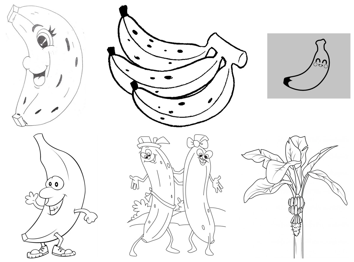 22 desenhos de Banana — Para colorir e imprimir
