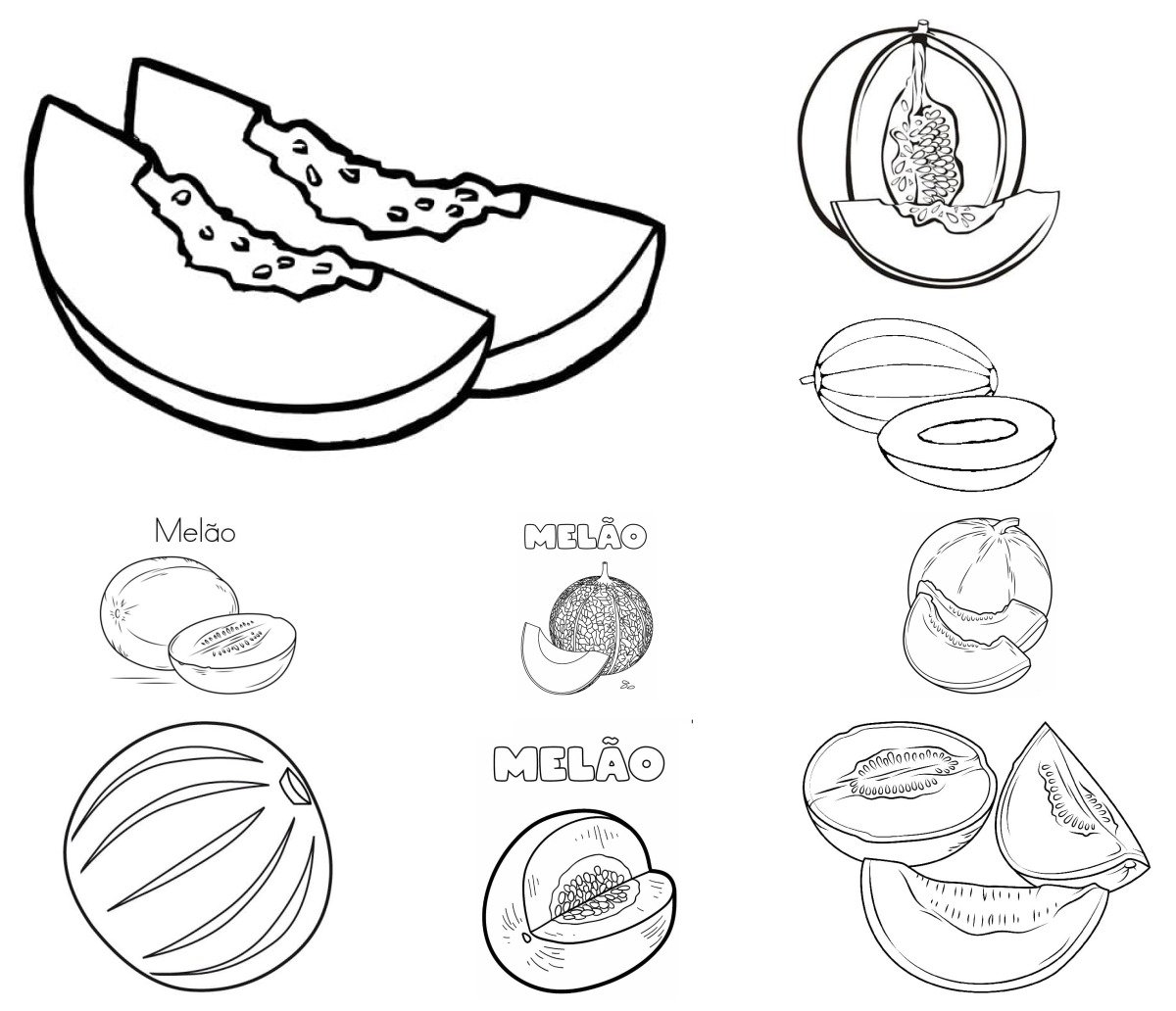 12 desenhos de Melão — Para colorir e imprimir