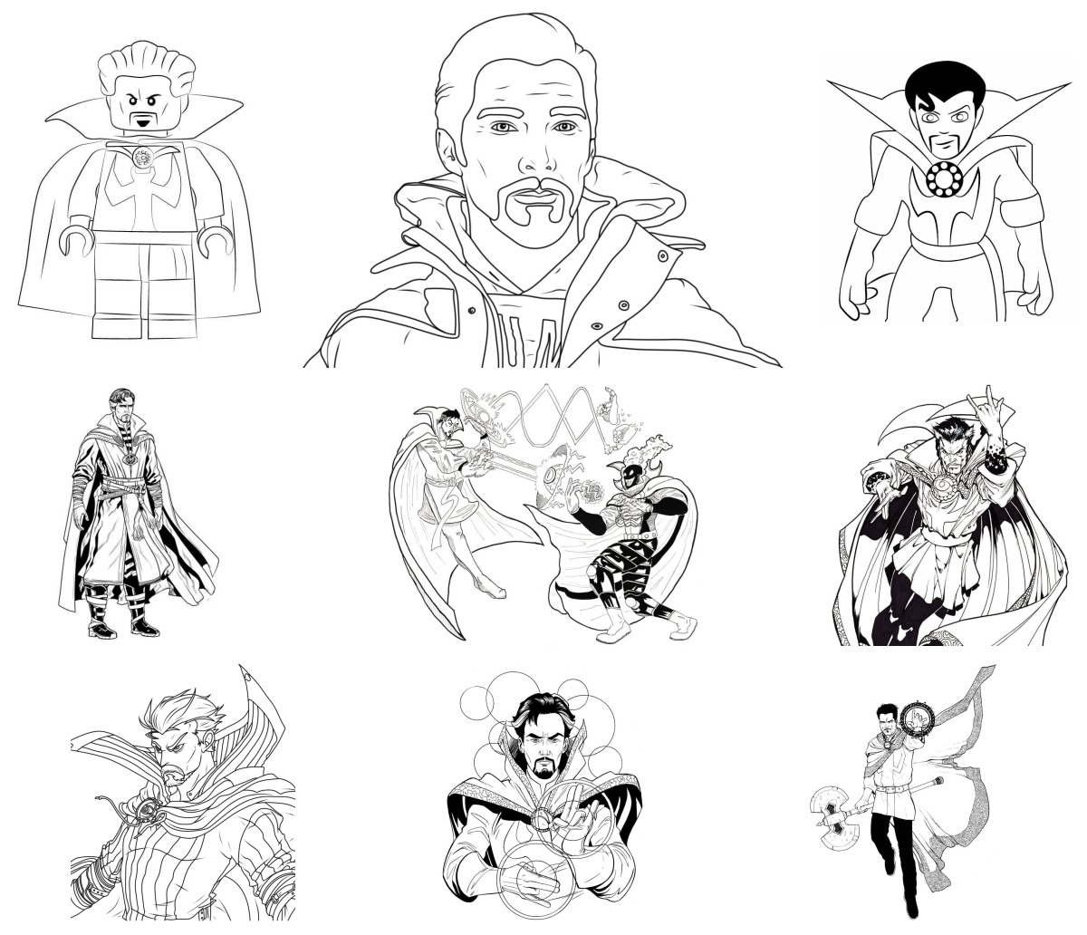 32 desenhos de Doutor Estranho — Para colorir e imprimir 32 desenhos de Doutor Estranho — Para colorir e imprimir
