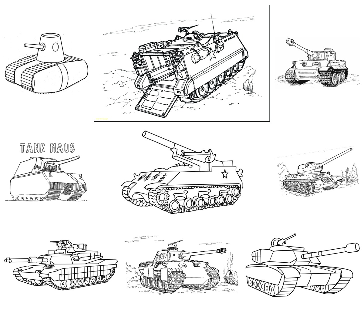 21 desenhos de Tanque de Guerra — Para colorir e imprimir 21 desenhos de Tanque de Guerra — Para colorir e imprimir
