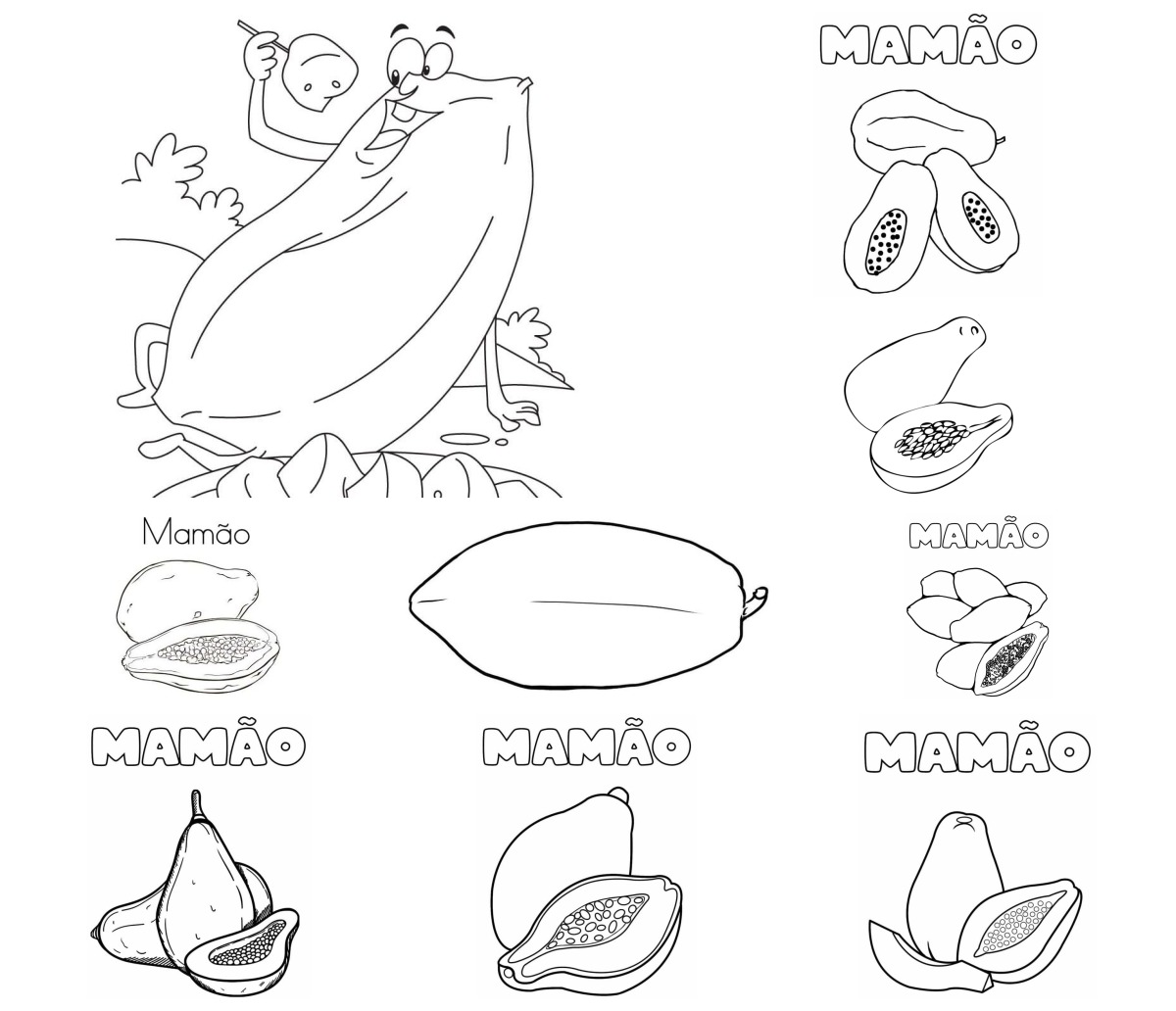 20 desenhos de Mamão — Para colorir e imprimir
