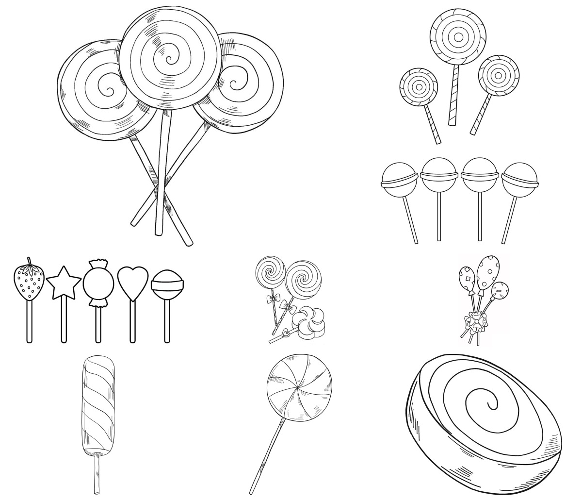 16 desenhos de Pirulito — Para colorir e imprimir