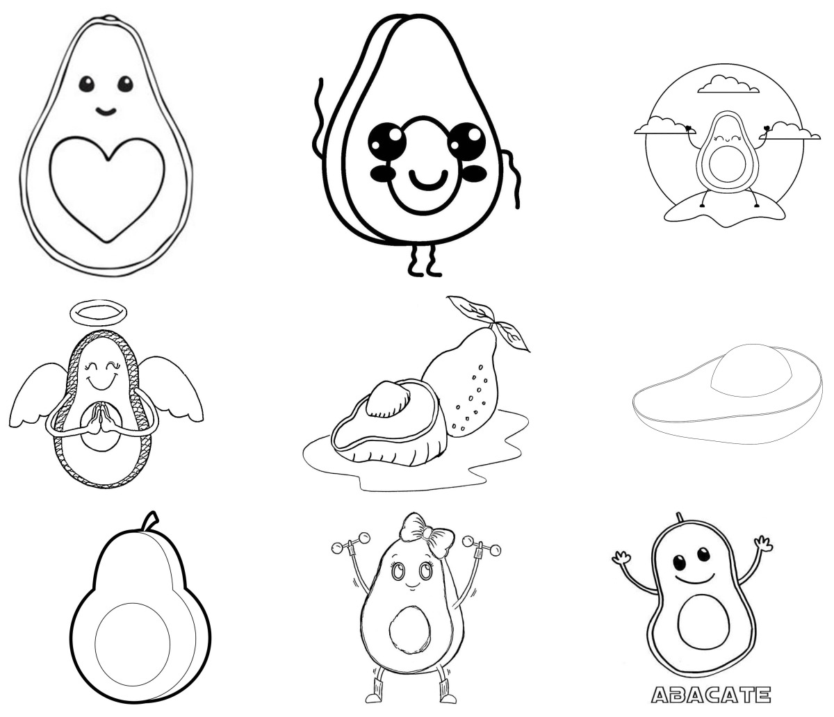 27 desenhos de Abacate — Para colorir e imprimir 27 desenhos de Abacate — Para colorir e imprimir