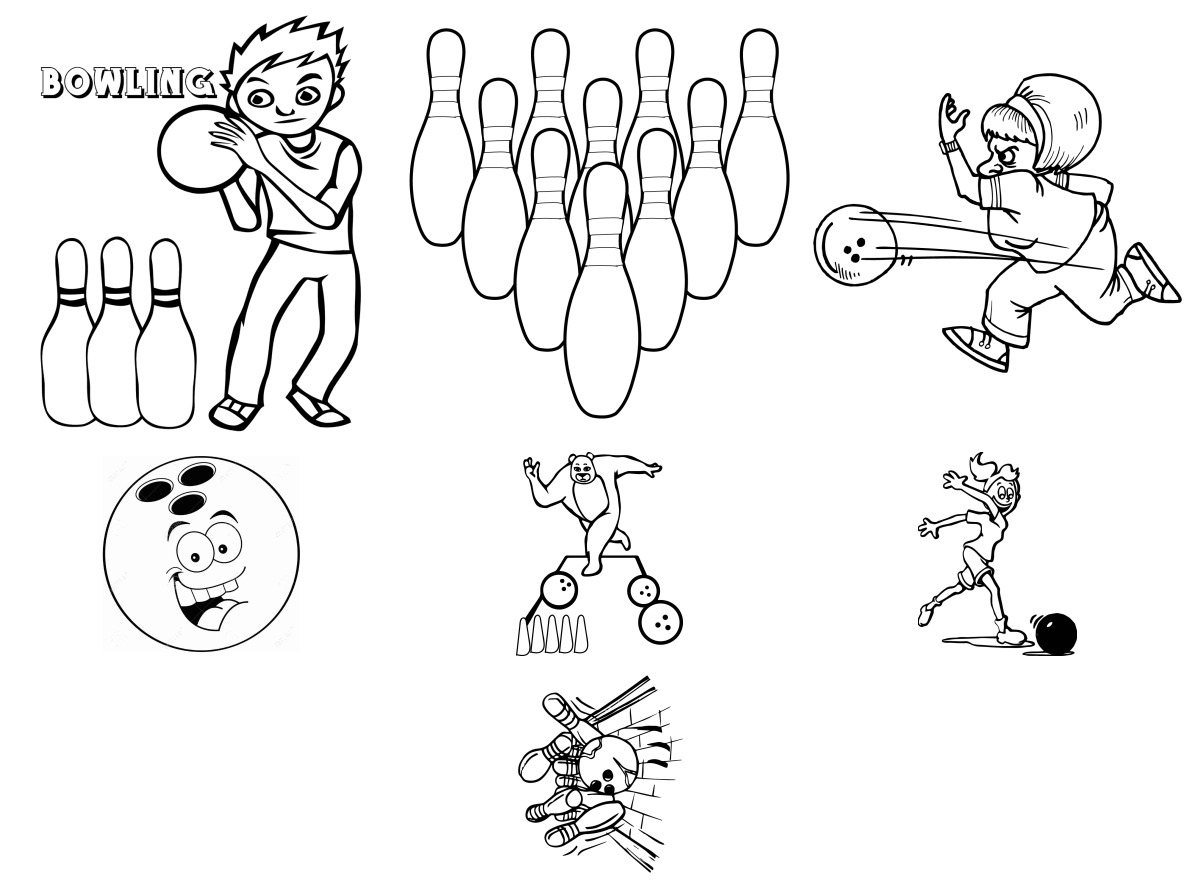 10 desenhos de Boliche — Para colorir e imprimir