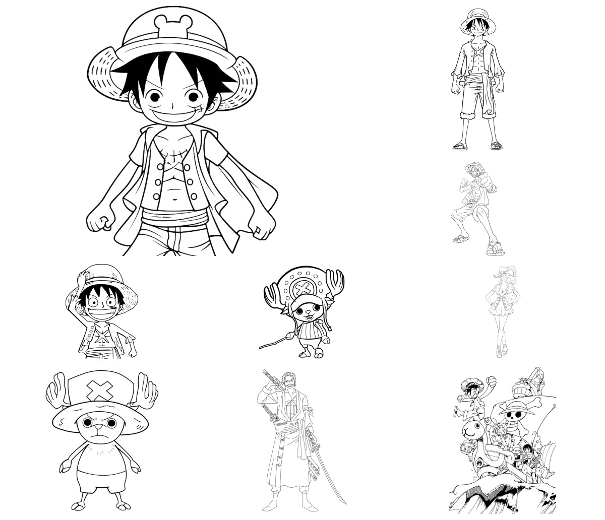 12 desenhos de One Piece — Para colorir e imprimir