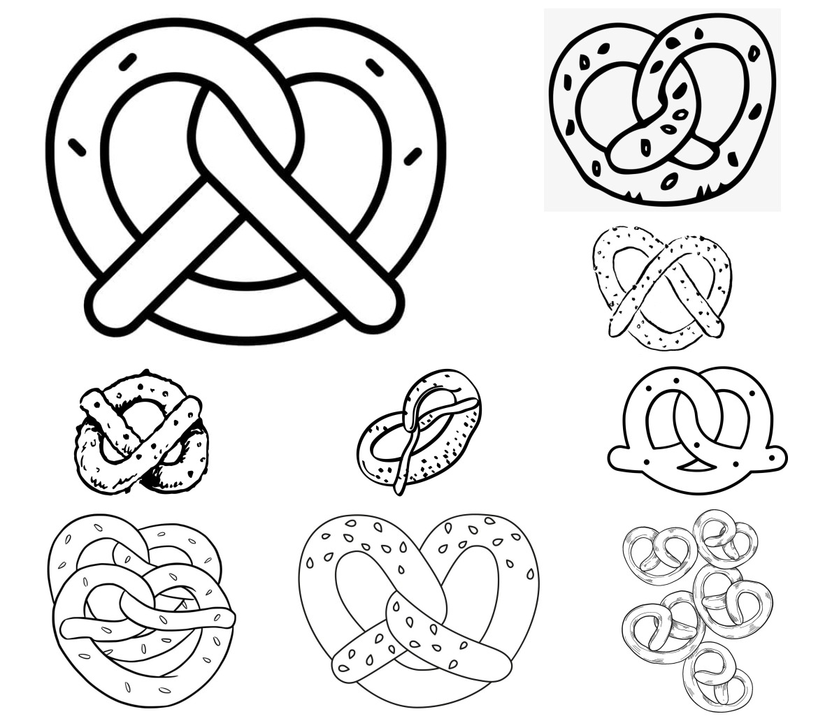 24 desenhos de Pretzel — Para colorir e imprimir