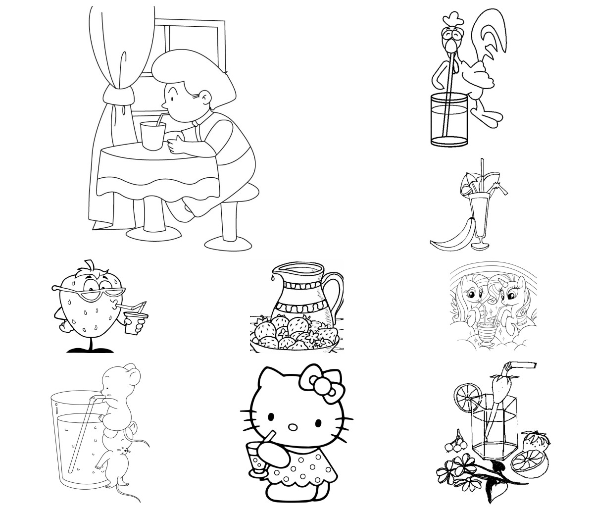 16 desenhos de Suco — Para colorir e imprimir
