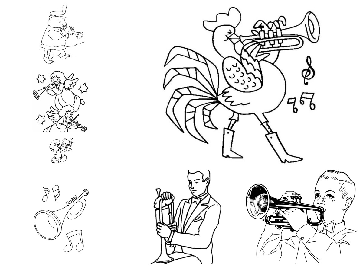 15 desenhos de Trompete — Para colorir e imprimir