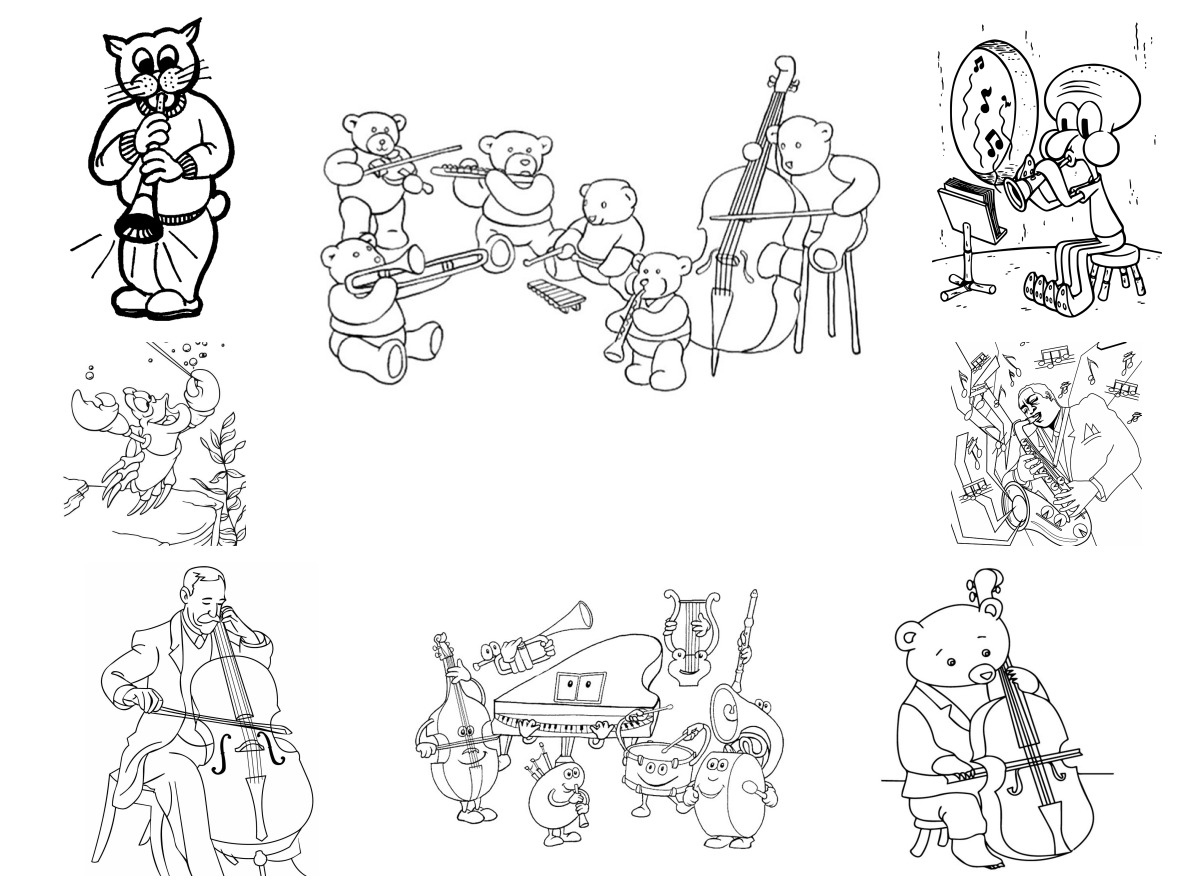 16 desenhos de Orquestra — Para colorir e imprimir 16 desenhos de Orquestra — Para colorir e imprimir