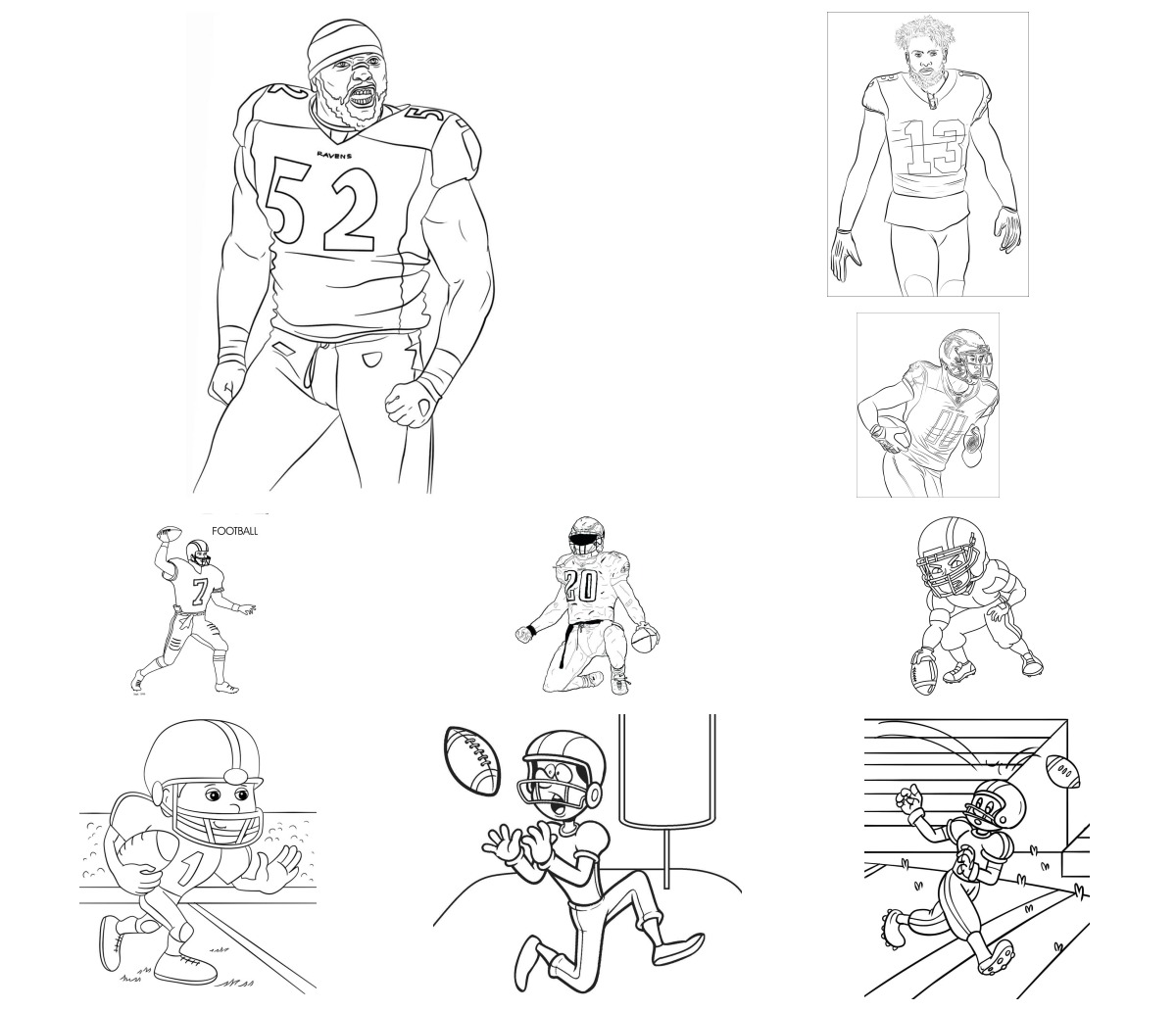15 desenhos de Futebol Americano — Para colorir e imprimir