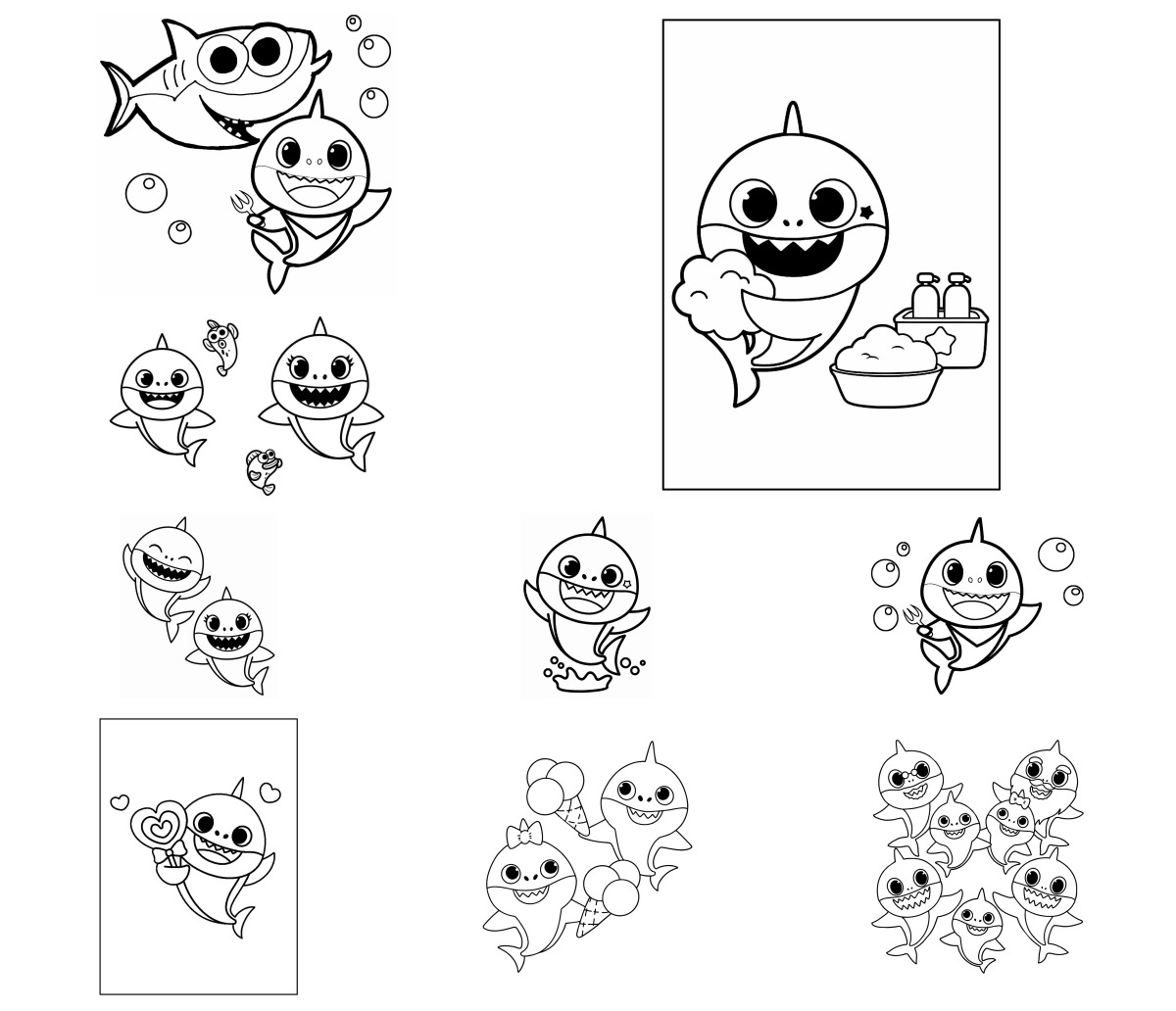 13 desenhos de Baby Shark — Para colorir e imprimir