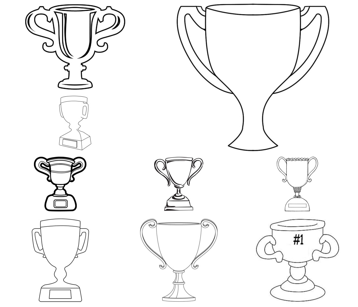 20 desenhos de Troféu — Para colorir e imprimir 20 desenhos de Troféu — Para colorir e imprimir