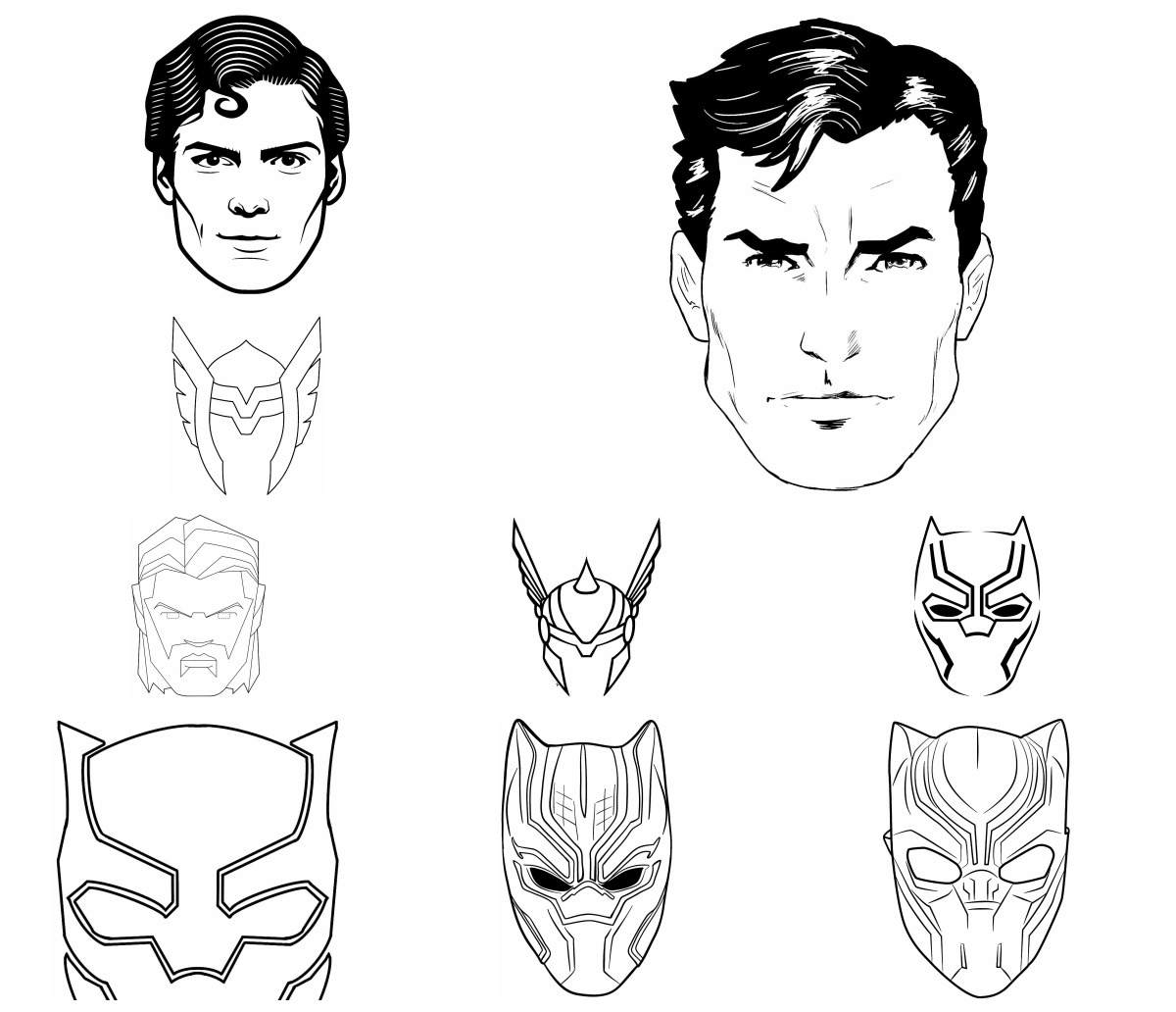 41 desenhos de Máscaras de Super-heróis — Para colorir e imprimir