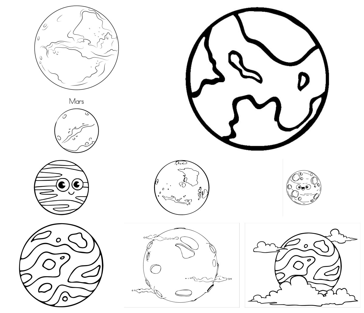 20 desenhos de Planeta Marte — Para colorir e imprimir