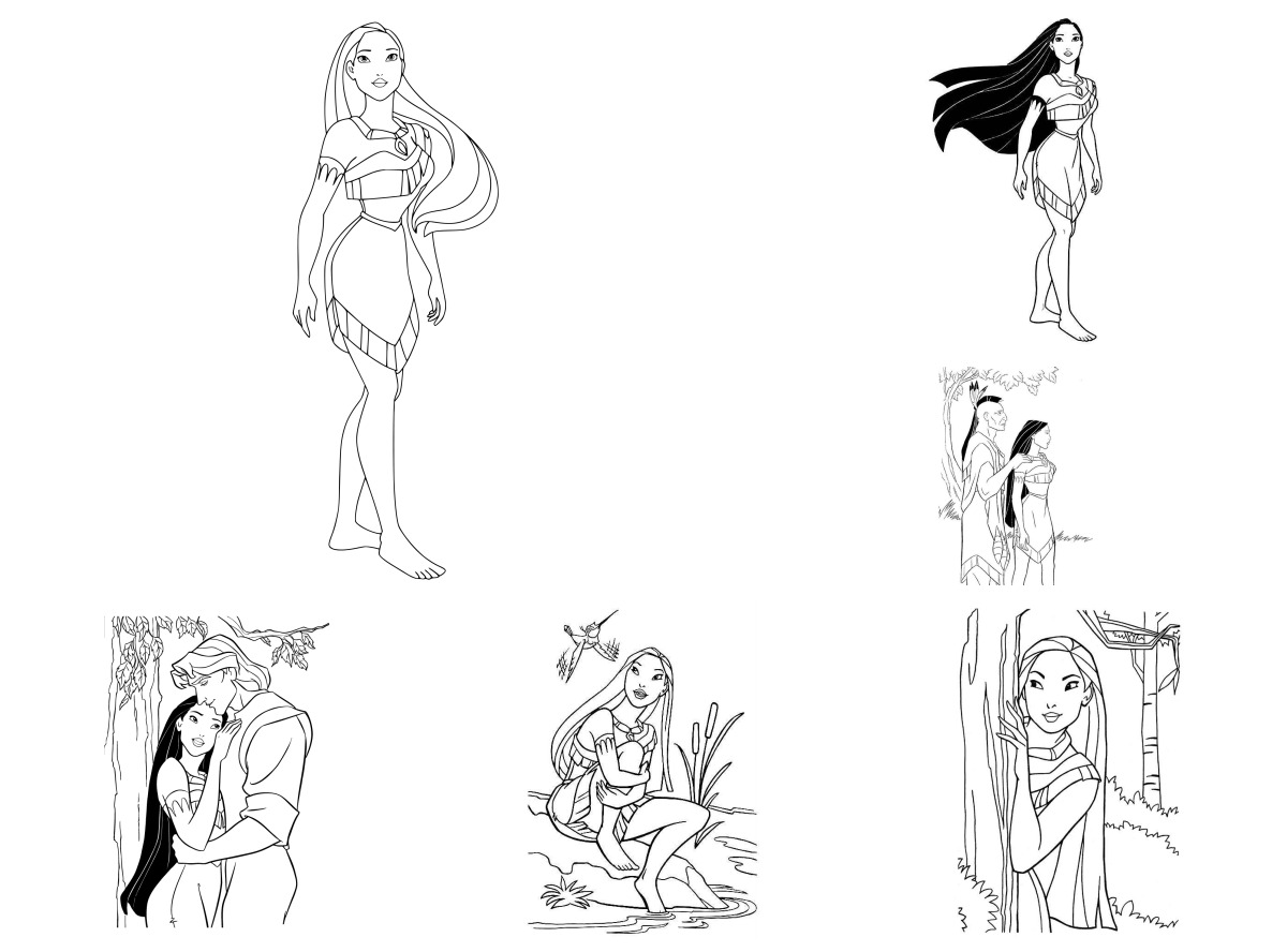 14 desenhos de Pocahontas — Para colorir e imprimir 14 desenhos de Pocahontas — Para colorir e imprimir