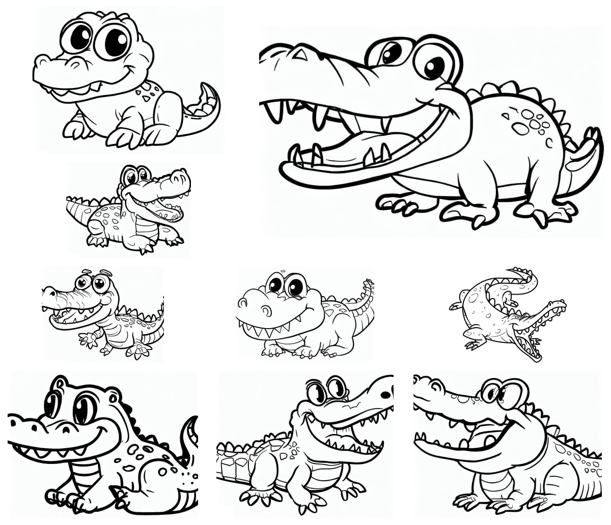 16 desenhos de Crocodilo — Para colorir e imprimir