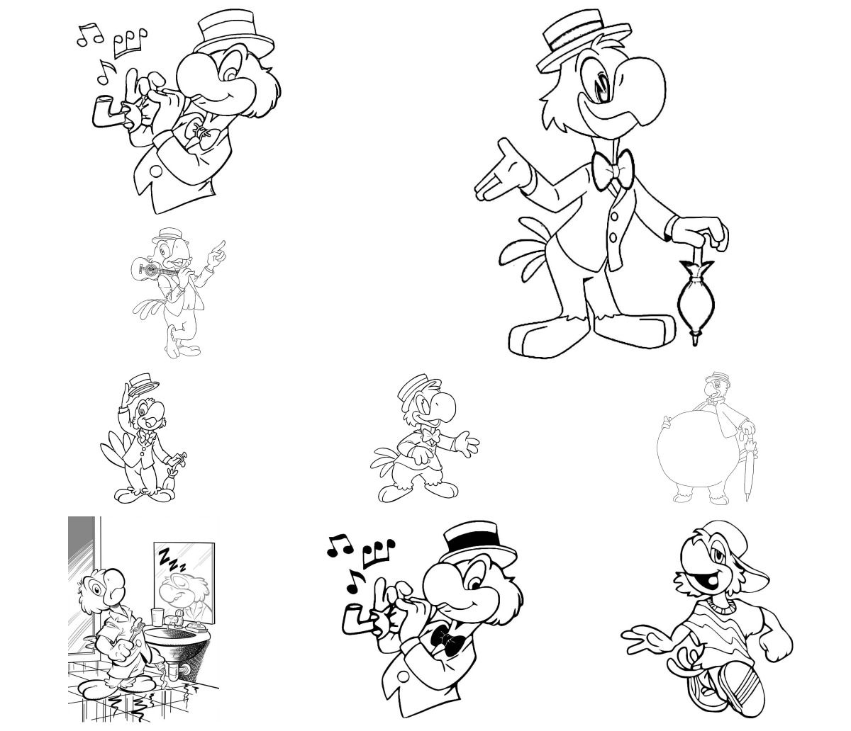 11 desenhos de José Carioca — Para colorir e imprimir 11 desenhos de José Carioca — Para colorir e imprimir