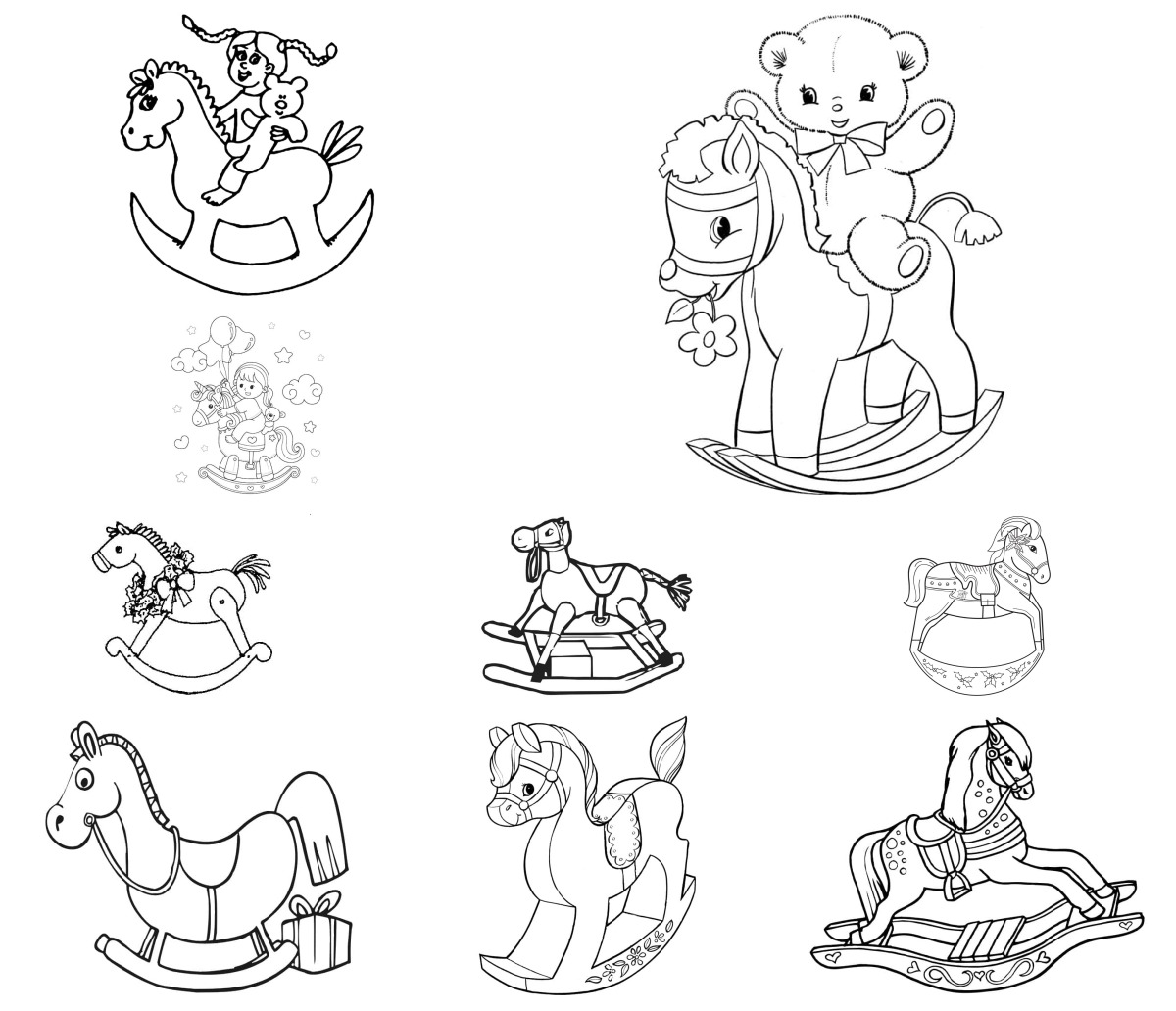 20 desenhos de Cavalo de Pau — Para colorir e imprimir