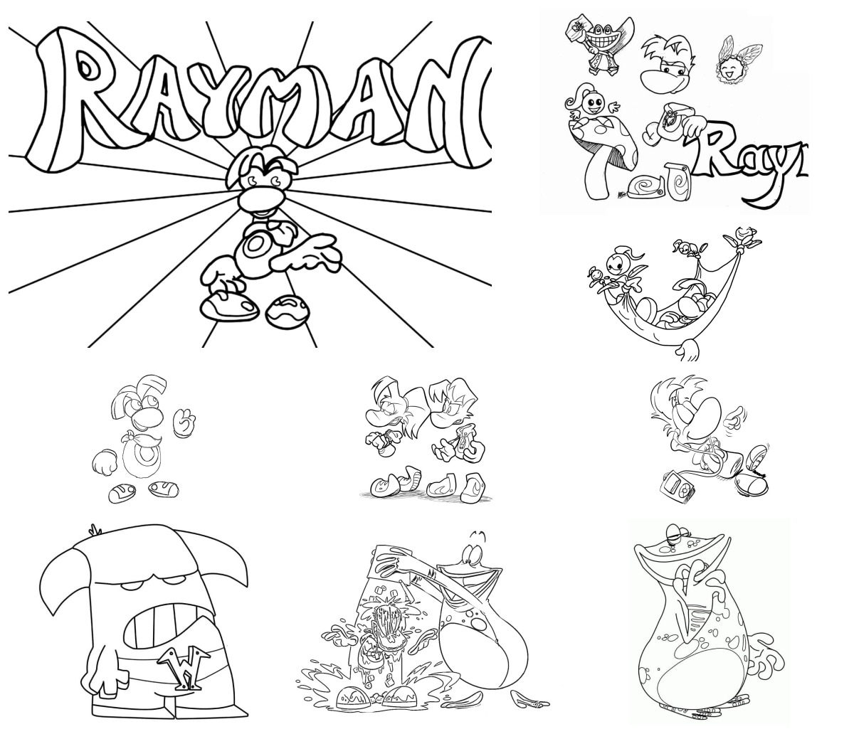 32 desenhos de Rayman — Para colorir e imprimir