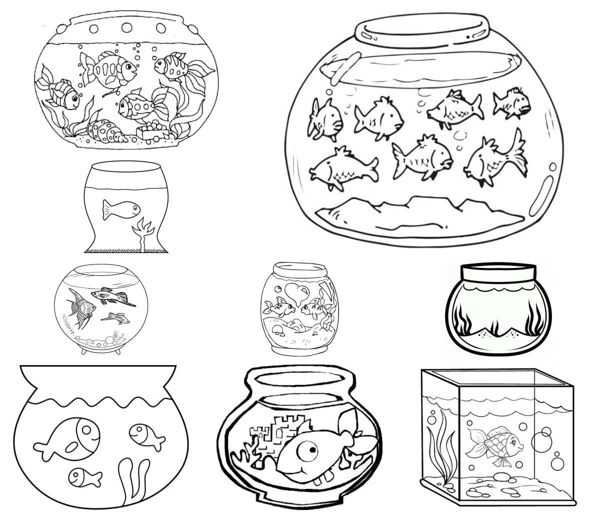 20 desenhos de Aquário — Para colorir e imprimir 20 desenhos de Aquário — Para colorir e imprimir
