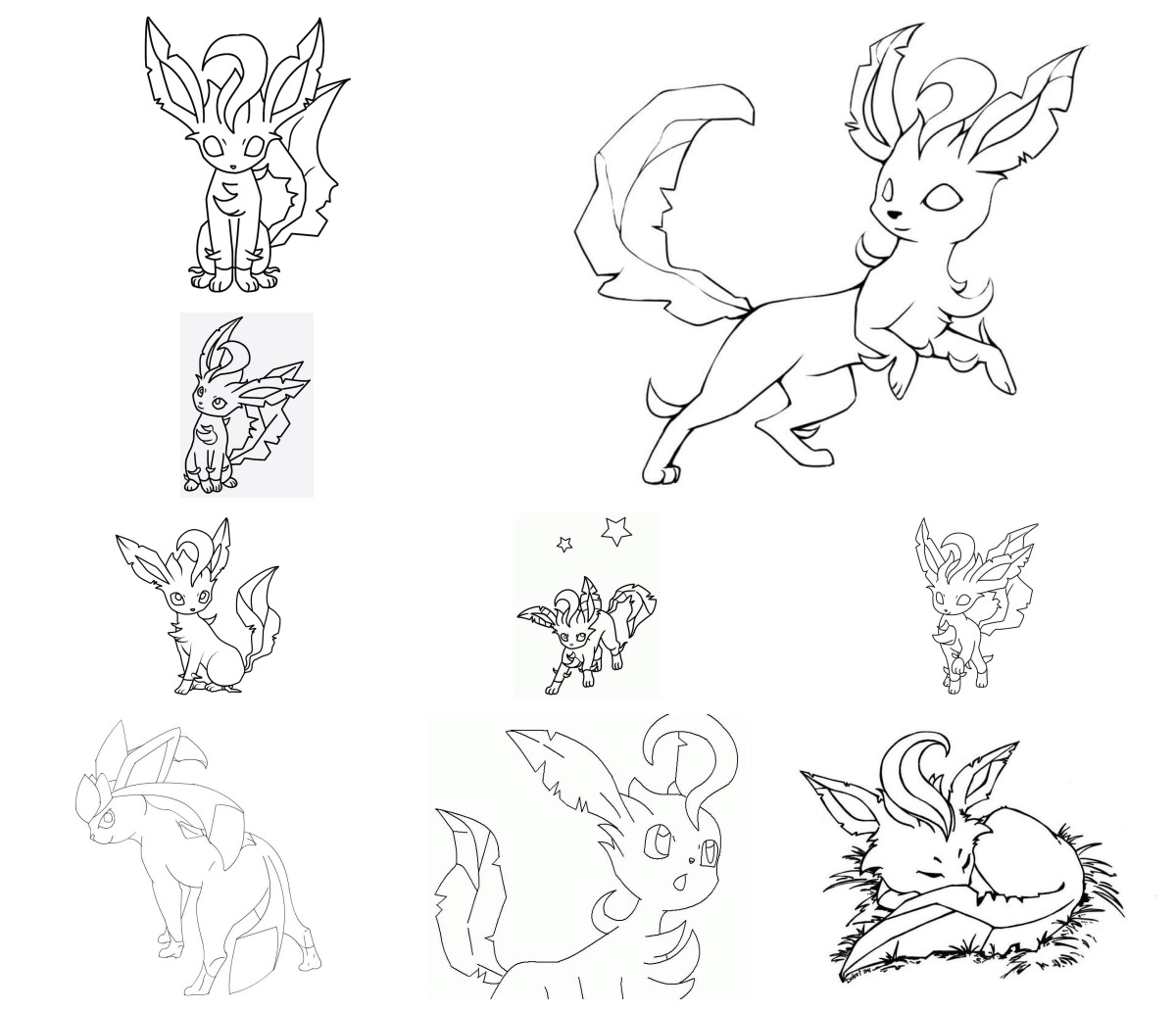 13 desenhos de Leafeon — Para colorir e imprimir