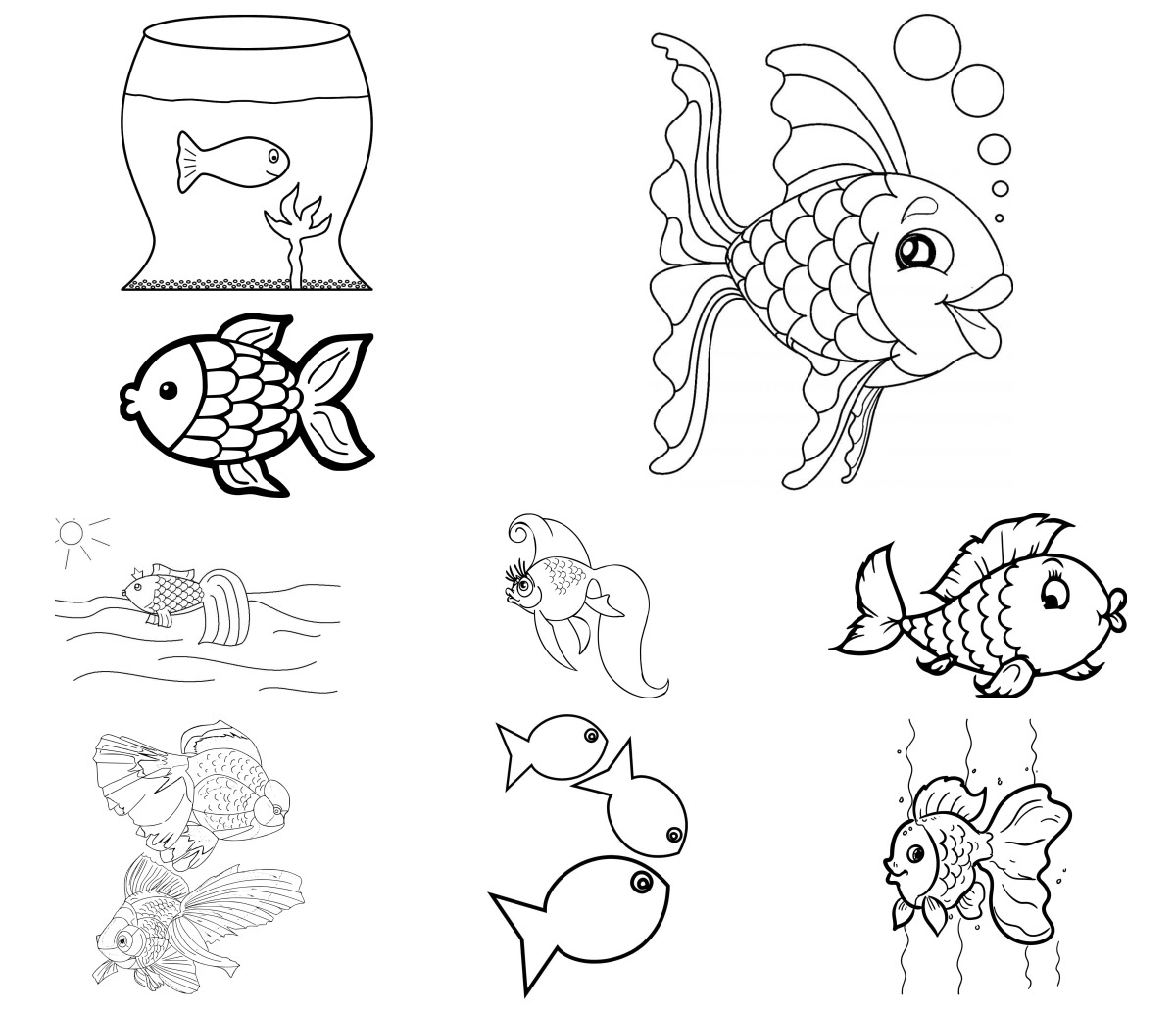 32 desenhos de Peixe Dourado — Para colorir e imprimir 32 desenhos de Peixe Dourado — Para colorir e imprimir